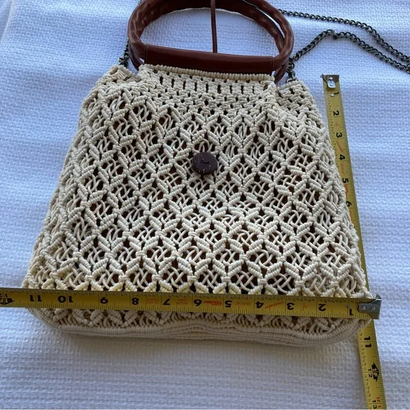 Patricia Nash Cream and Brown Crochet Tote - Picture 15 of 17